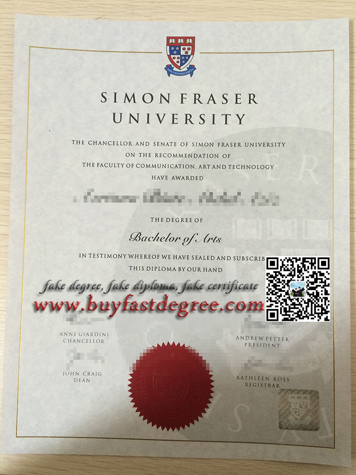 Simon Fraser University degree sample, fake Simon Fraser University diploma
