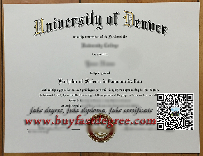 fake University of Denver diploma, University of Denver degree sample
