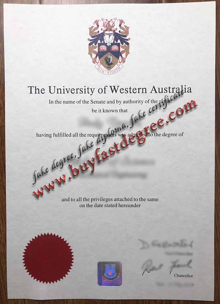 西澳大学毕业证书，UWA 学位证书，西澳大利亚大学文凭，西澳毕业证书样本