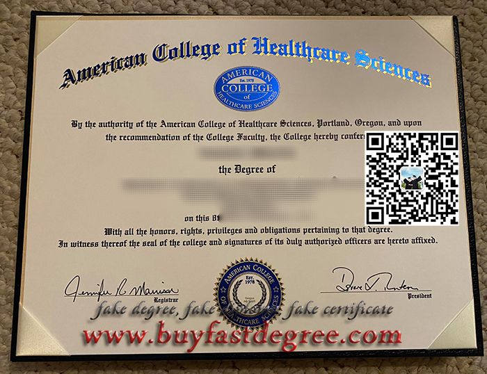 The American College of Healthcare Sciences diploma. ACHS diploma.