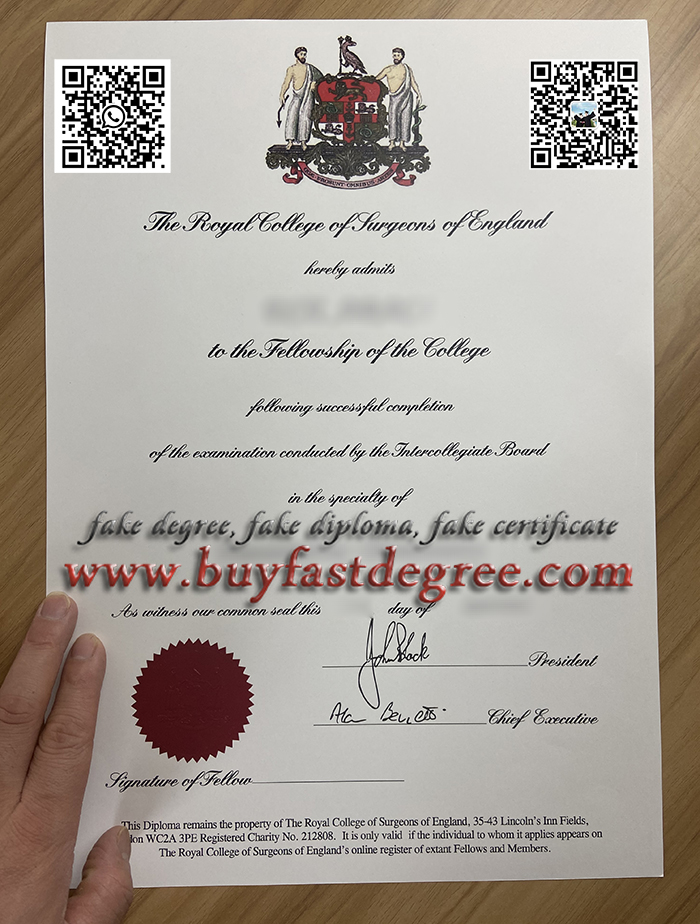 Order the RCS England certificate. The Royal College of Surgeons of England diploma. 
