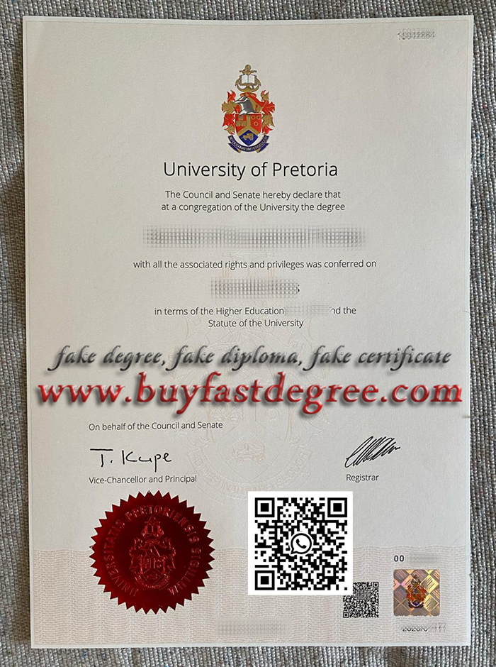 get a fake degree from the University of Pretoria. Pret diploma.