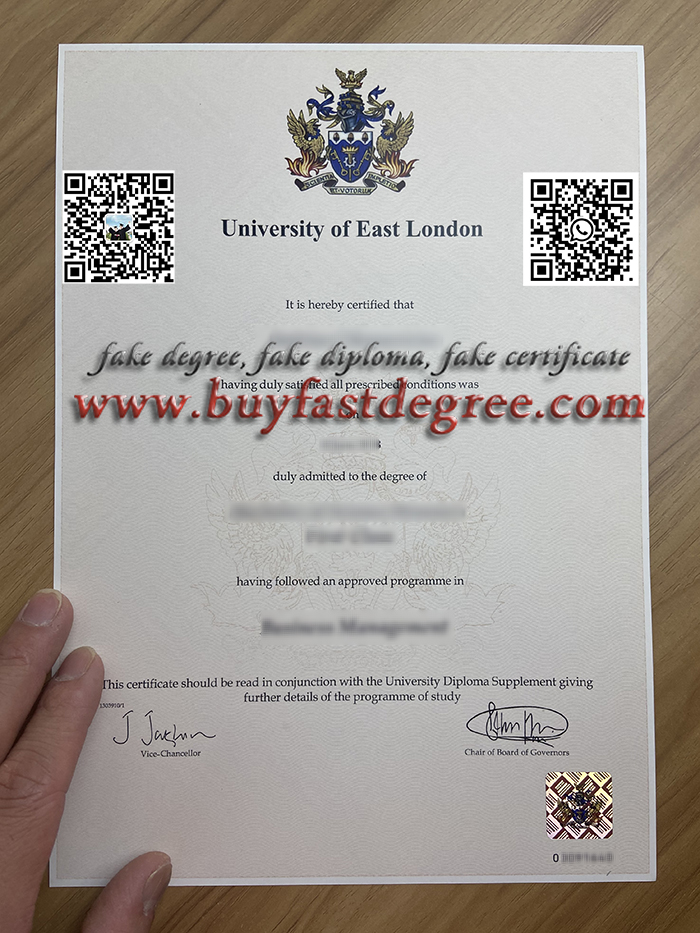 University of East London degree certificate