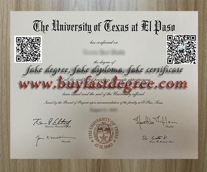 fake University of Texas at El Paso degree