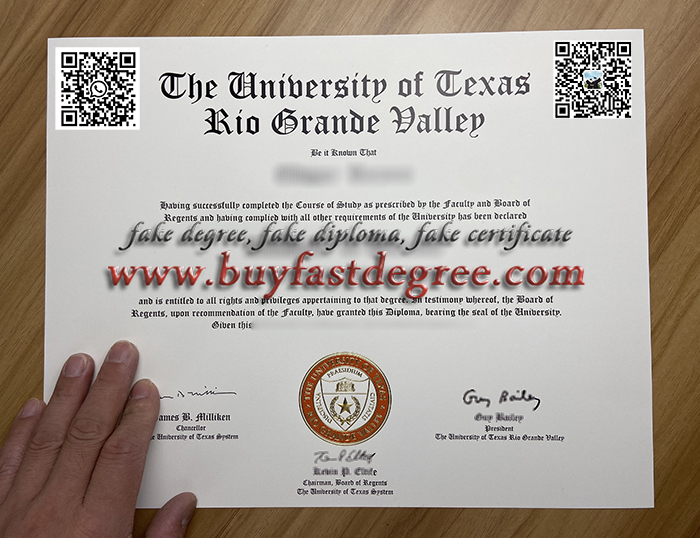 Fake UTRGV diploma
