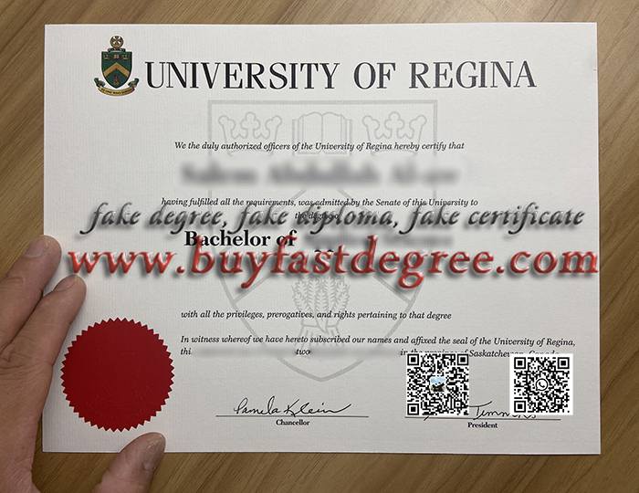 Fake University of Regina diploma 