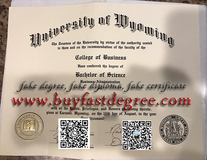 University of Wyoming diploma, UW degree.