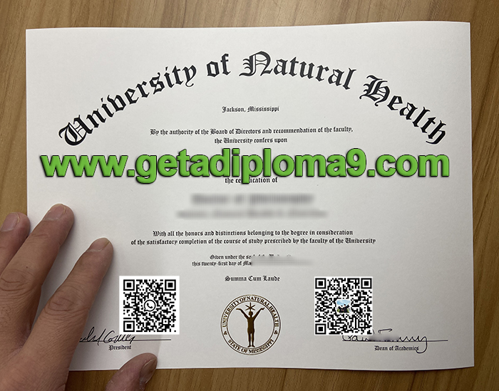 University of Natural Health diploma for sale.