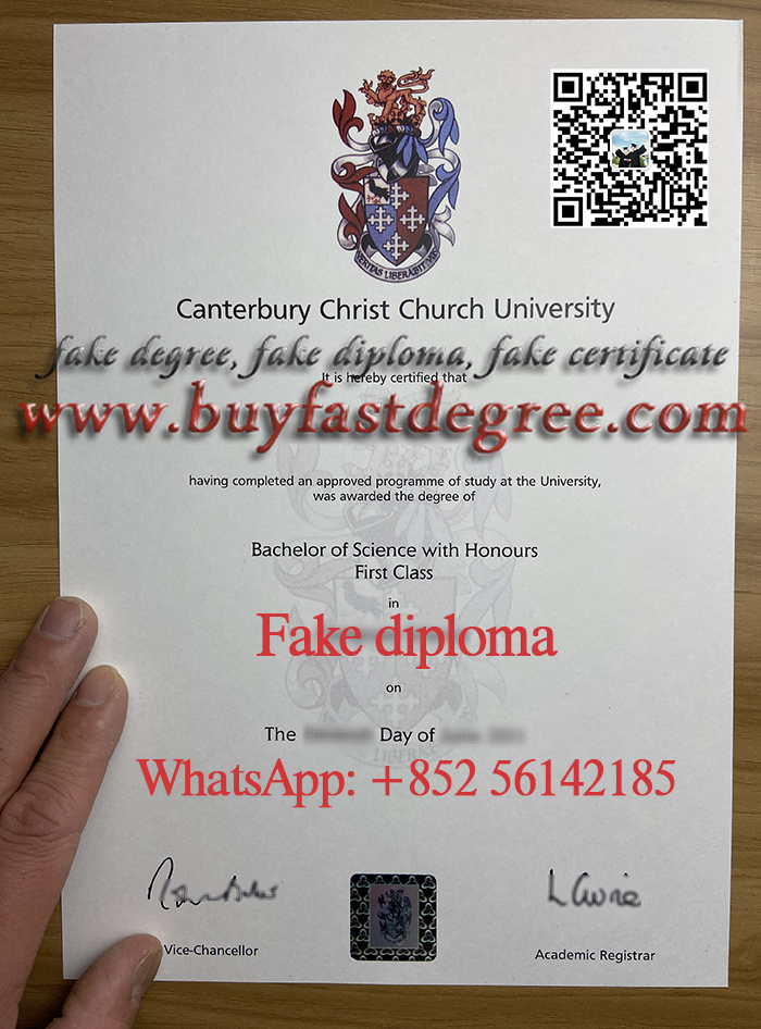 Fake Canterbury Christ Church University diploma. CCCU diploma