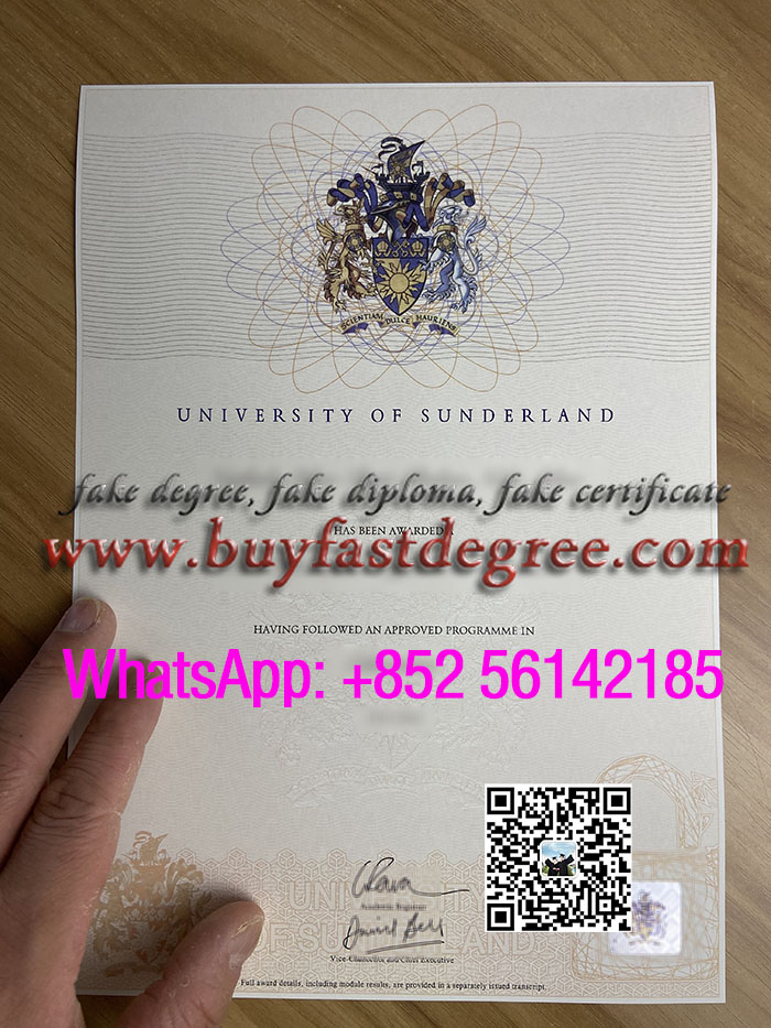 Fake University of Sunderland diploma for sale